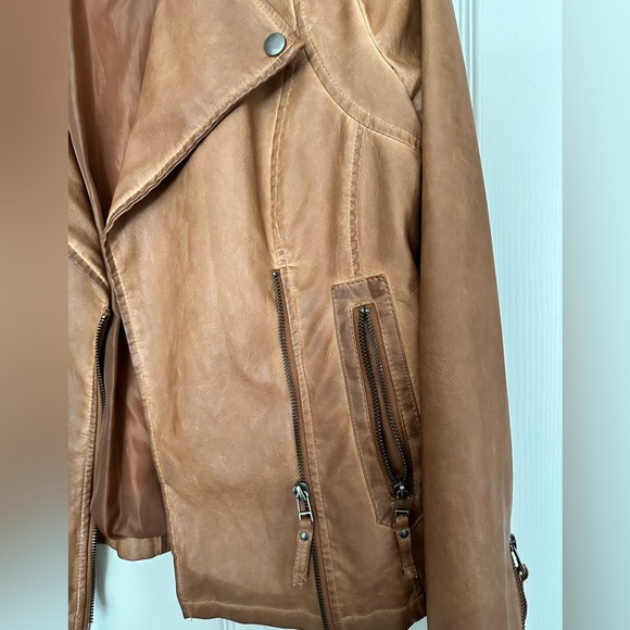 Camel colored new leather bomber jacket - Picture 5 of 7